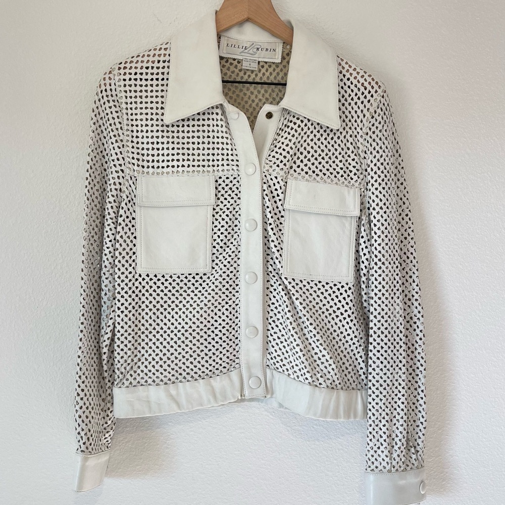 Vintage Lillie Rubin White Cut 100% Leather Jacket